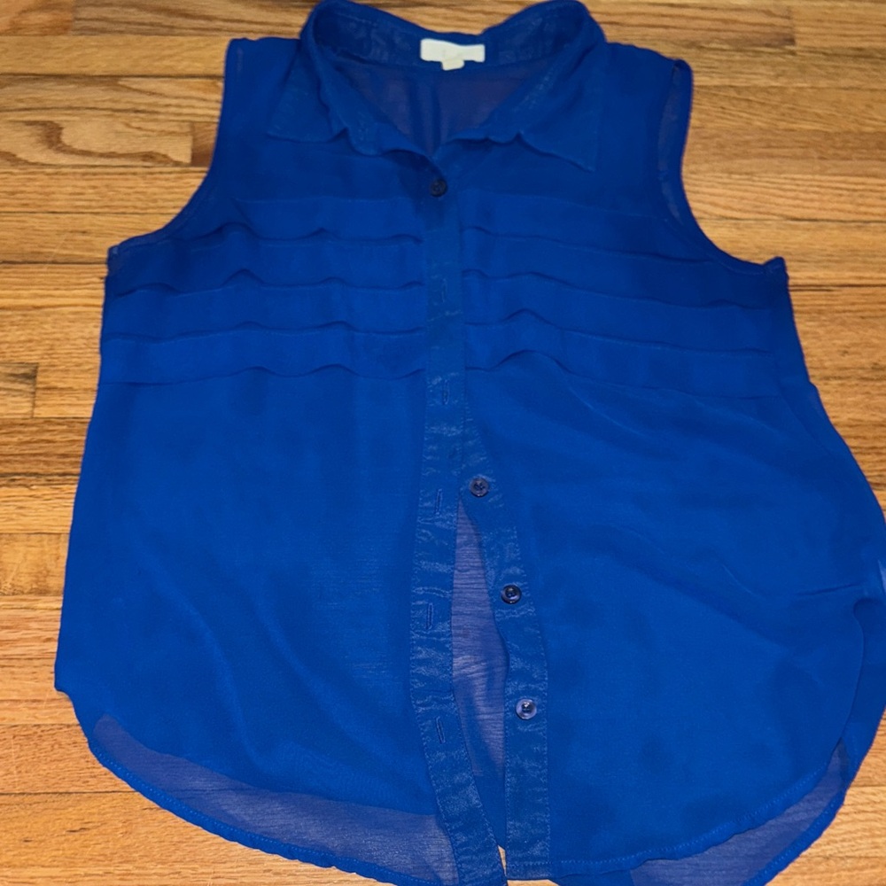 Chic Royal Blue Sleeveless Blouse